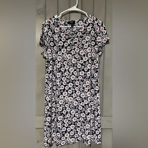 MSK Petite Pink/Black/White Floral Dress- Size PXL- EUC